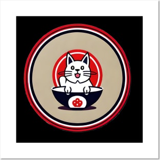 Cute Japanese Cat ramen Posters and Art